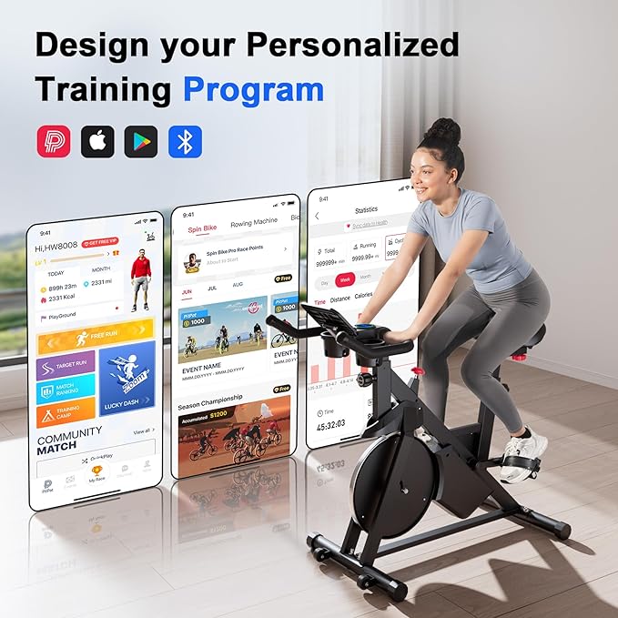 Superun Exercise Bike, Stationary Bikes for Home Gym with 32-Level Magnetic Resistance, 300LBS Capacity Indoor Cycling Bike with Comfortable Seat, LED Display