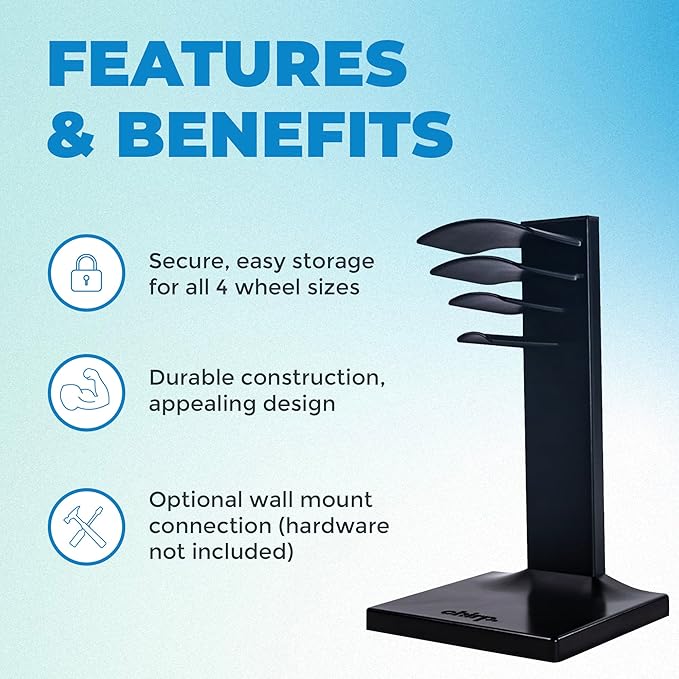 Ultimate Home Fitness Storage Solution: Chirp Wheel Rack & Stretch Mat Combo - Secure Storage for Chirp Muscle Rollers and Non-Slip Exercise Mat for Yoga, Pilates, and Weight Training - Black