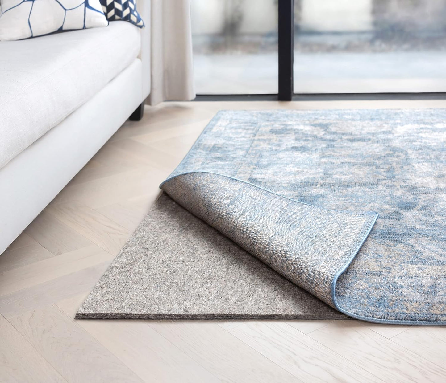 RUGPADUSA - Dual Surface - 9'x12' - 1/2" Thick - Felt + Rubber - Non-Slip Backing Rug Pad - Adds Comfort and Protection - for Hard Surface Floors