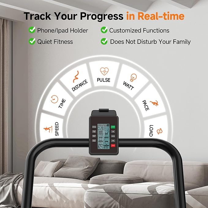 RUNOW Curved Treadmill with 4 Resistance Levels Non Motorized Manual Treadmill with LCD Display,Self Generated Air Runner for Home & Commercial Use 450LBS Capacity