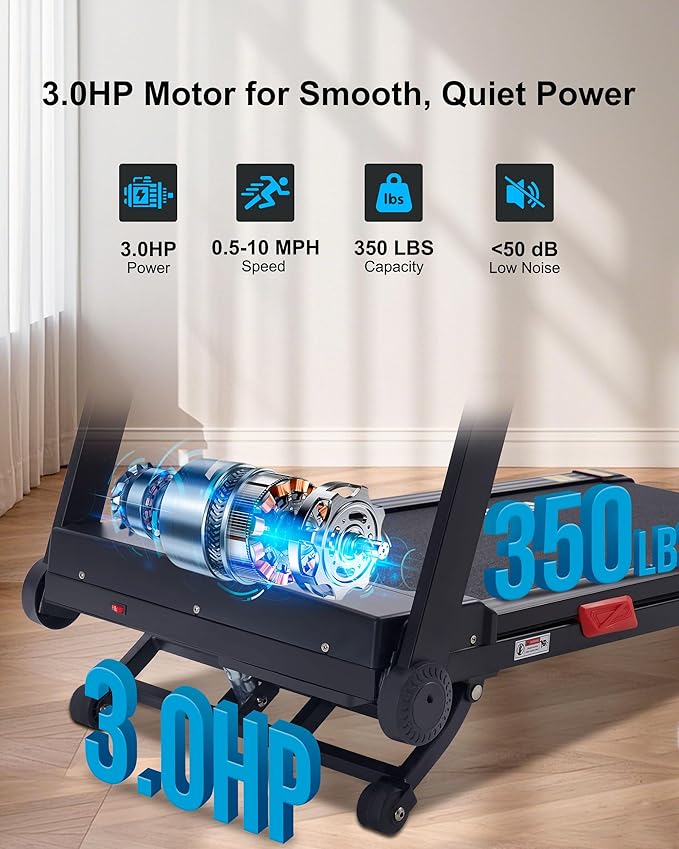 Auto Incline Treadmill, 20% Incline, 3.0HP, 10 MPH Running Machine, 18.5" Wide Belt, 350 lbs Capacity, Treadmill for Home with Bluetooth App