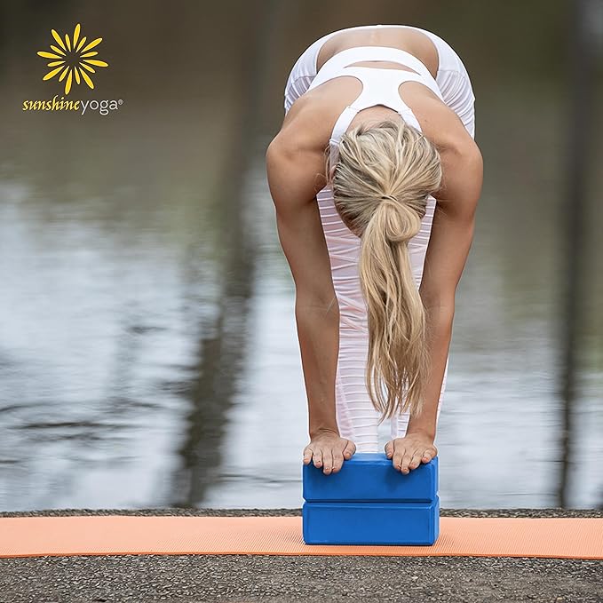 Sunshine Yoga 3" Yoga Block, 10 Pack Bulk EVA Foam Yoga Blocks, Firm and Supportive Yoga Brick, Balance Foam for Stretching, Pilates, and Workout, 3" x 6" x 9"