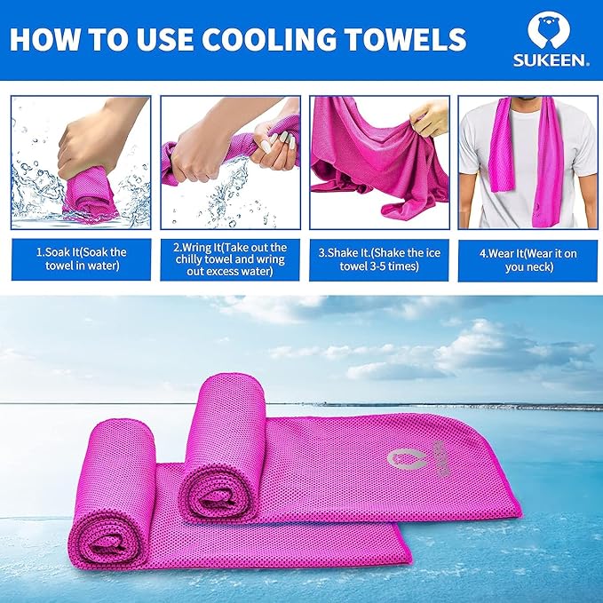 Sukeen Cooling Towel (40"x12"),Ice Towel,Soft Breathable Chilly Towel,Microfiber Towel for Yoga,Sport,Running,Gym,Workout,Camping,Fitness,Workout & More Activities