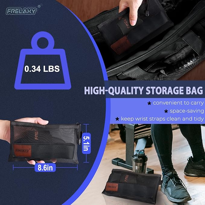 Frelaxy Lifting Wrist Straps Women and Men, Weight Lifting Grips with Cushion Wrist Loop, Double Layer Leather and Storage Pouch, Gym Workout Straps for Deadlift and Powerlifting