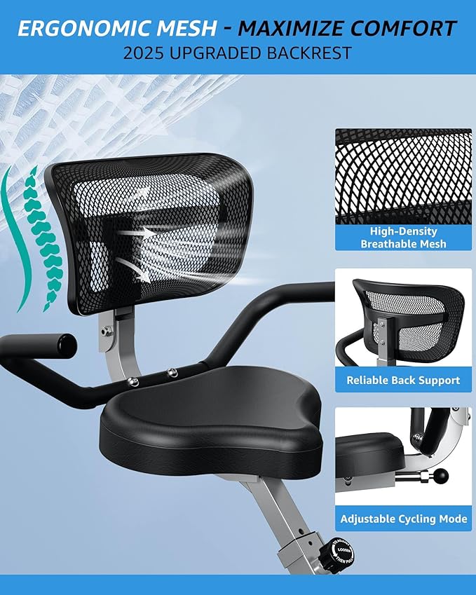 Foldable Exercise Bike Stationary Bikes for Home, 5 IN 1 Indoor Workout Bike, Cycling Bike with 16-Level Quiet Magnetic Resistance, 6.6 LBS Flywheel and 300LBS Capacity, 2025 Designed 817 X-bike