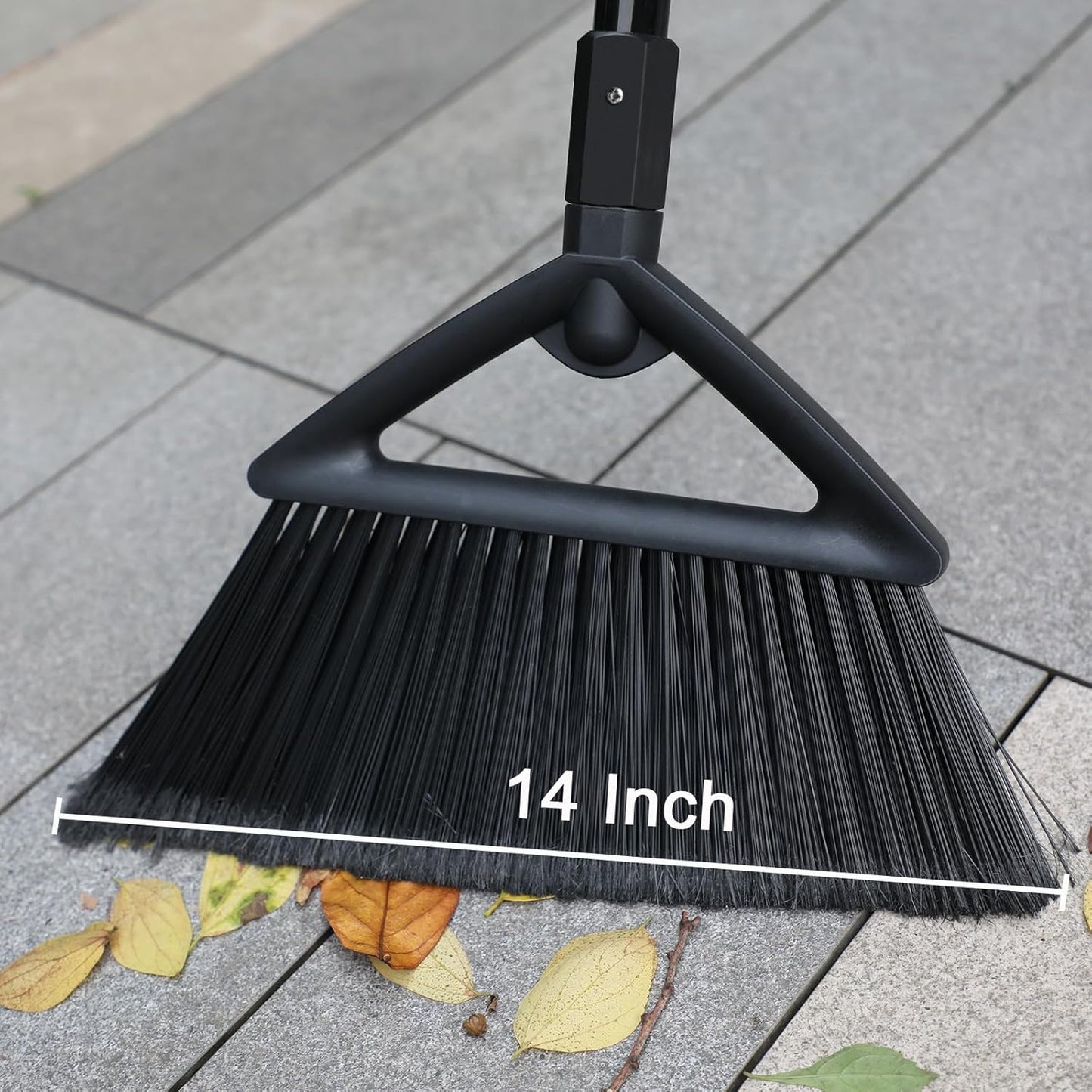 4PCS Heavy Duty Angle Broom, Long Pole Brooms for Indoor, Outdoor Sweeping, Kitchen to Courtyard, Black