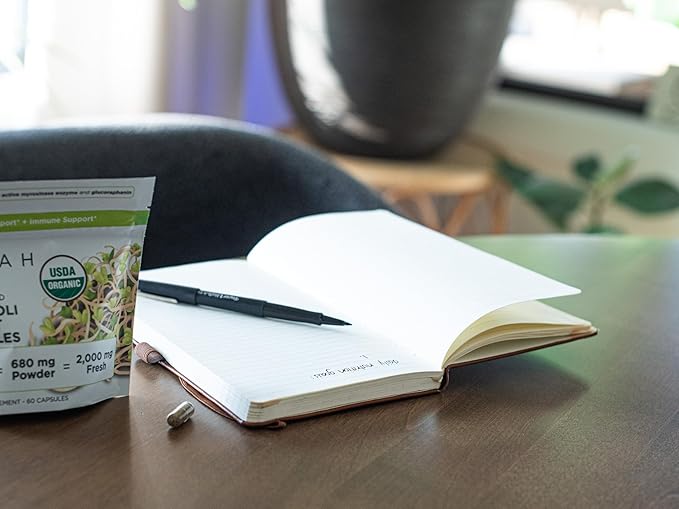 KOYAH Organic Broccoli Sprout Capsules – Freeze-Dried Whole Broccoli Sprouts – 3rd Party Tested for Active Myrosinase & Glucoraphanin (Sulforaphane Glucosinolate) - 60 Capsules