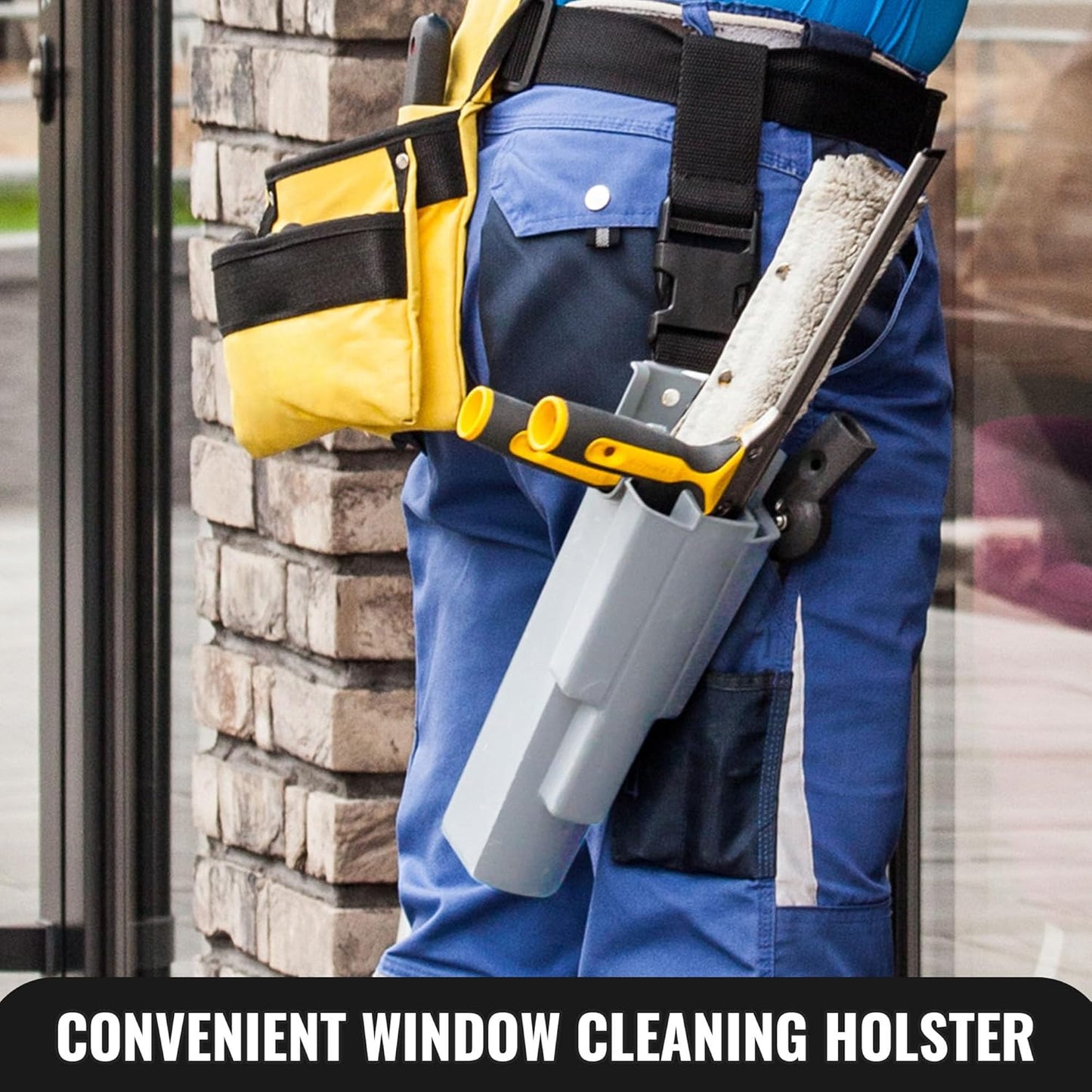 Feekoon Window Cleaning Holster with Belt, Detachable Side Bucket on a Belt, Squeegee Holder Tool Belt, Carry Multiple Tools on Your Waist, Window Cleaning Tools Kit Ideal for Window Cleaners