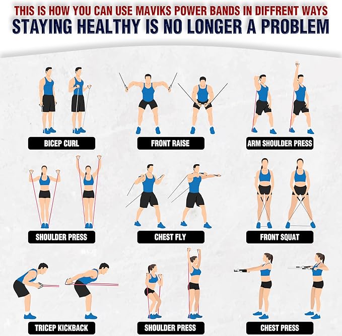 Exercise Resistance Bands for Working Out Set of 5 for Women and Men, Stretch Bands for Exercise, Physical Therapy, Arms Legs Workout, Stretching, Home Fitness