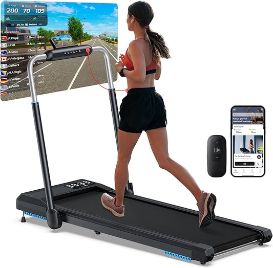 WELLFIT Treadmill for Home, 2 Level Incline Heavyduty Treadmill with Pulse Sensor, 4.0 HP, 1.0-10.0 MPH, 450/360 lbs Capacity, Large Running Area Treadmills with Bluetooth Player & LED Display