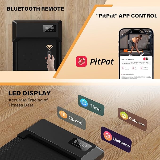 SupeRun Walking Pad, Under Desk Treadmill, 3 in 1 Portable Treadmill with Remote Control LED Display, 2.5 HP Quiet Walking Jogging Machine for Office Home Use, 300 Lbs Capacity