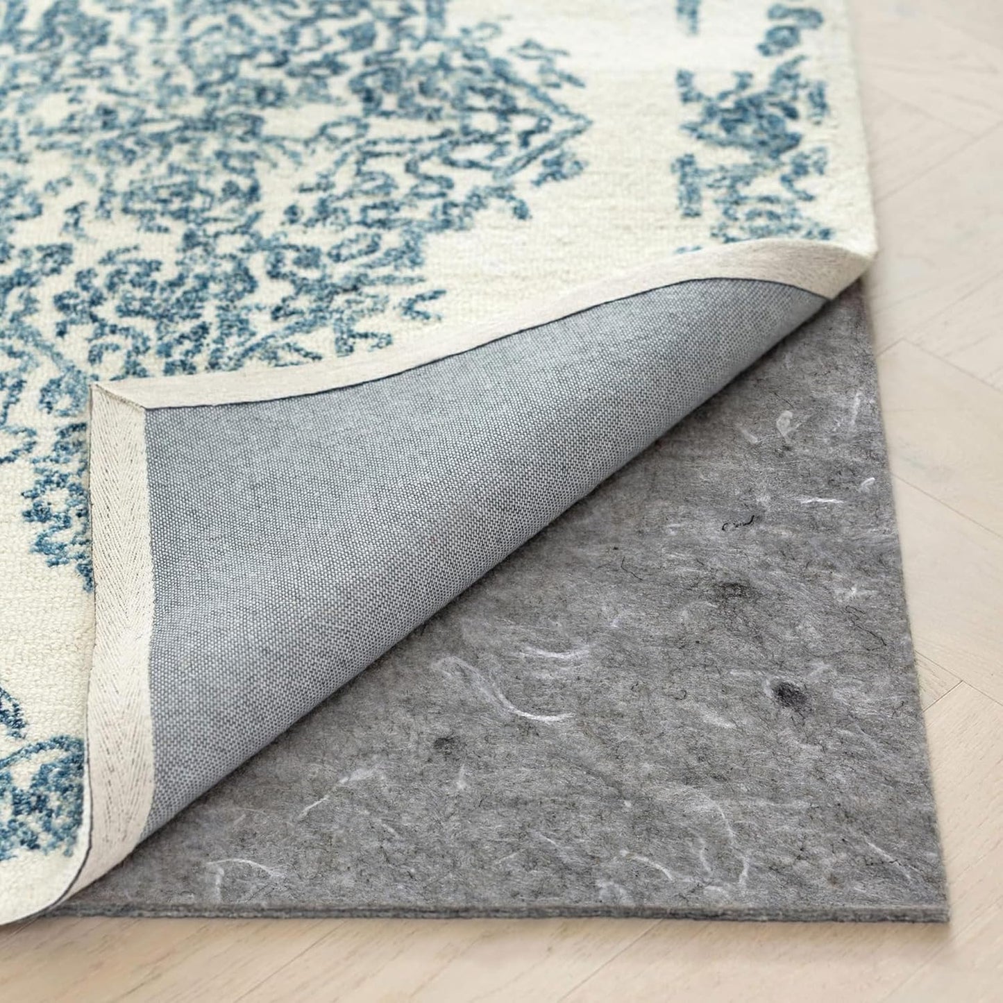 RUGPADUSA - Dual Surface - 10'x14' - 1/8" Thick - Felt + Rubber - Non-Slip Backing Rug Pad - Adds Low-Profile Comfort and Protection