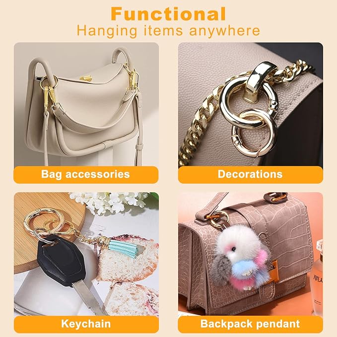 12Pack 2" Large Round Carabiner Clips, Metal Spring O Rings for Organizer Key Rings, Paracord Keychain Lanyard, Pet Chains, Purse Hardware, Key Snap Hooks DIY Accessory (Assorted)