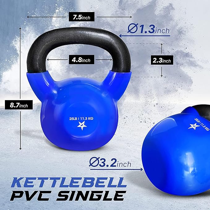 Yes4All 5-100 LB Kettlebells Vinyl Coated Cast Iron for Dumbbell Weights Exercises, Gym, Fitness, Full Body Workout Equipment Push up, Grip and Strength Training