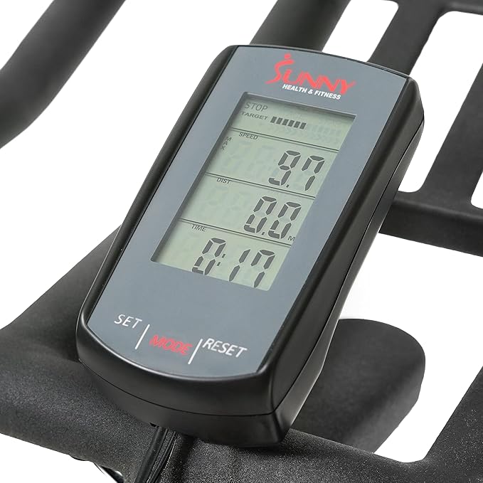 Sunny Health & Fitness Magnetic Exercise Bike, 44LB Flywheel & 300LB Weight Capacity for Intensive Home Workout, Indoor Cardio Training w/4-Way Adjustable Seat, Optional Free SunnyFit App Connection