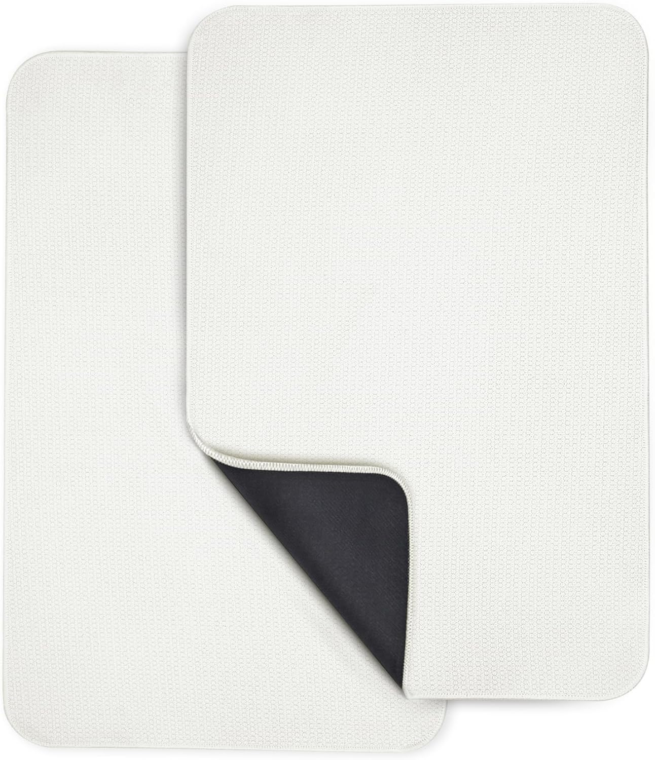 Bath Mat,Ultra Thin Bathroom Rugs,Rubber Bath Mats for Bathroom,No Slip Bath Rugs,Quick Dry,Machine Washable,Low Pile,Absorbent,Shower Outside,Sink,Home Decor Accessories.White,1'5"x2'3"(2 Pack)