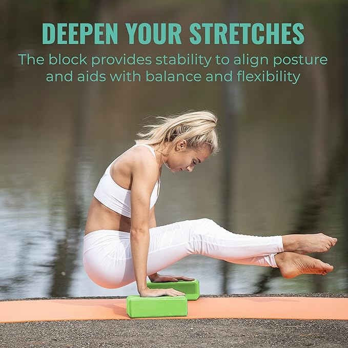 3" Yoga Block, 10 Pack Bulk EVA Foam Yoga Blocks, Firm and Supportive Yoga Brick, Balance Foam for Stretching, Pilates, and Workout, 3" x 6" x 9"