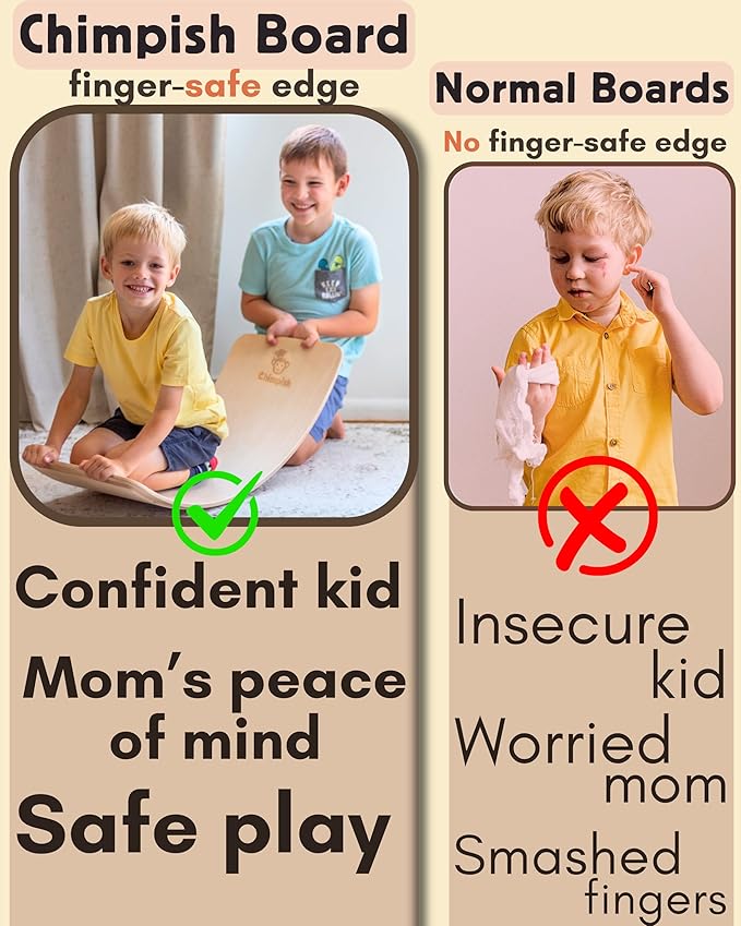 Wooden Balance Board - 37 inch Finger Safe Wobble Board for Toddlers, Wooden Balance Board for Kids