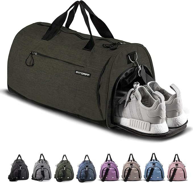 Fitgriff® Gym Bag for Men & Women with Shoe & Wet Compartment - Duffle Bag for Travel, Sports, Fitness & Workout
