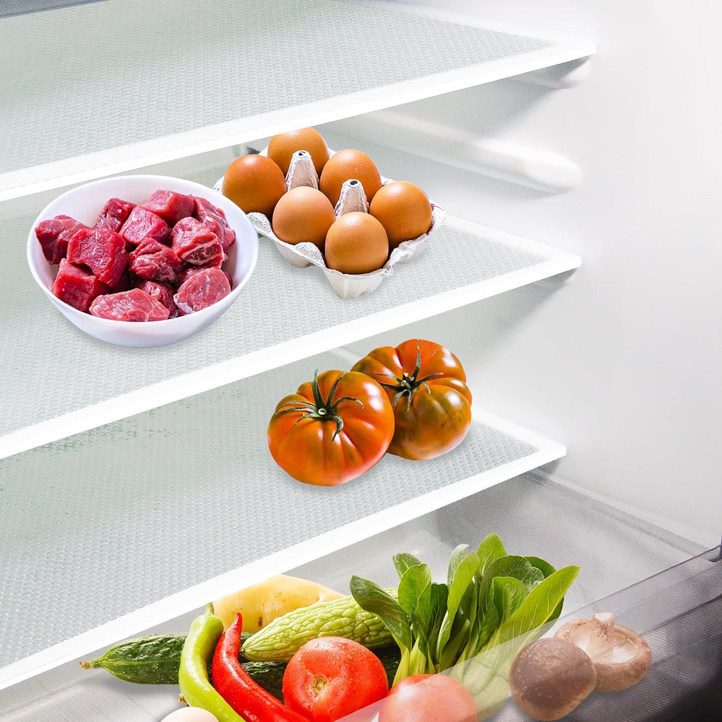 20Pcs Refrigerator Liners, Washable Fridge Liner Shelf Mats Refrigerator Pads for Cupboard Cabinet Drawer Home Kitchen Accessories Organization (Clear)