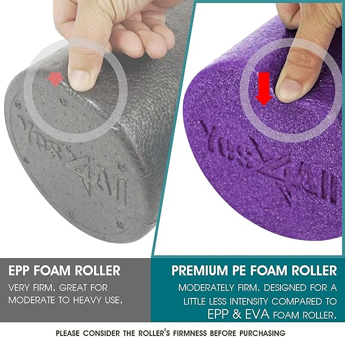 Yes4All Medium Firm Round PE Foam Roller 12, 18, 24, 36 Inches for Pilates, Yoga, Stretching, Balance & Core Exercises