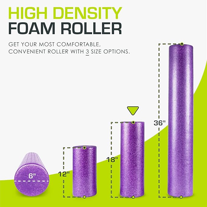 ProsourceFit High Density Foam Rollers 18 to 36 - inches Long, Firm Full Body Athletic Massage Tool for Back Stretching, Yoga, Pilates, Post Workout Muscle Recuperation