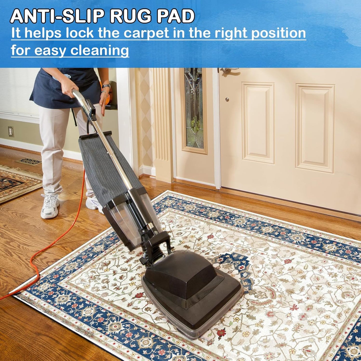 Non-Slip Rug Pads 1/4” Thick, 6x9Ft Waterproof Rugs Non Skid Rug Pad for All Floors and Finishes Durable Hardwood Floor Protective Felt Keeps Rugs in Place, Safe and Secure