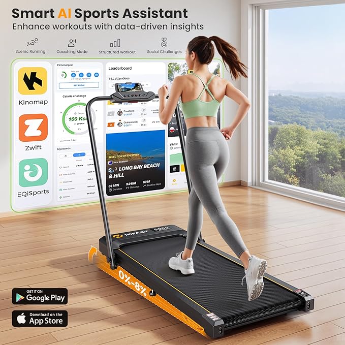 Walking Pad Treadmill, 3 in 1 Foldable Under Desk Treadmills for Home Office, Small Walking Pad with Incline Handle Bar, 300lbs Capacity 2.5HP Portable Running Machine with APP Remote Control