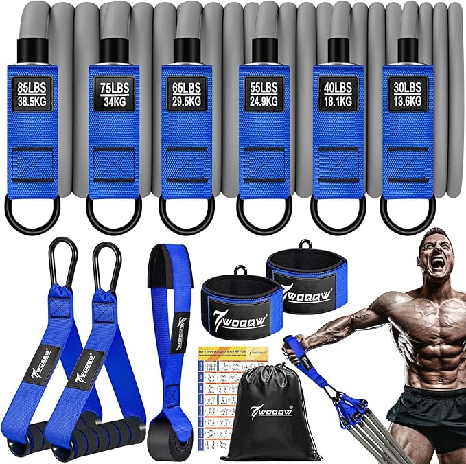 Heavy Resistance Bands for Working Out, 350lbs/450lbs Exercise Bands with Handles, Workout Bands Set for Men, Fitness Weight Bands for Muscle Strength Training, Stretching, Slim, Home Gym Equipment