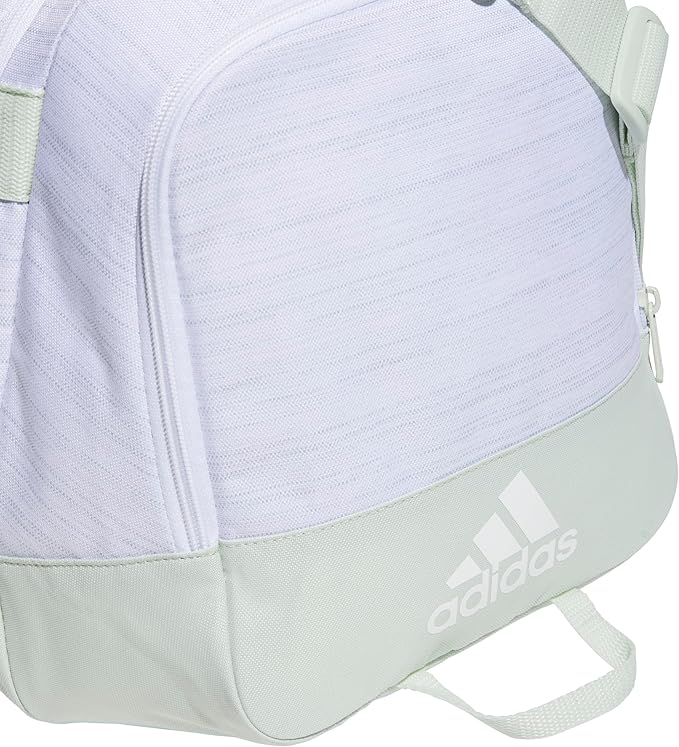 adidas Unisex Defender 4.0 Gym Duffel Bag for Men and Women, Two Tone White-Clear Onix/Linen Green, Small (38L)