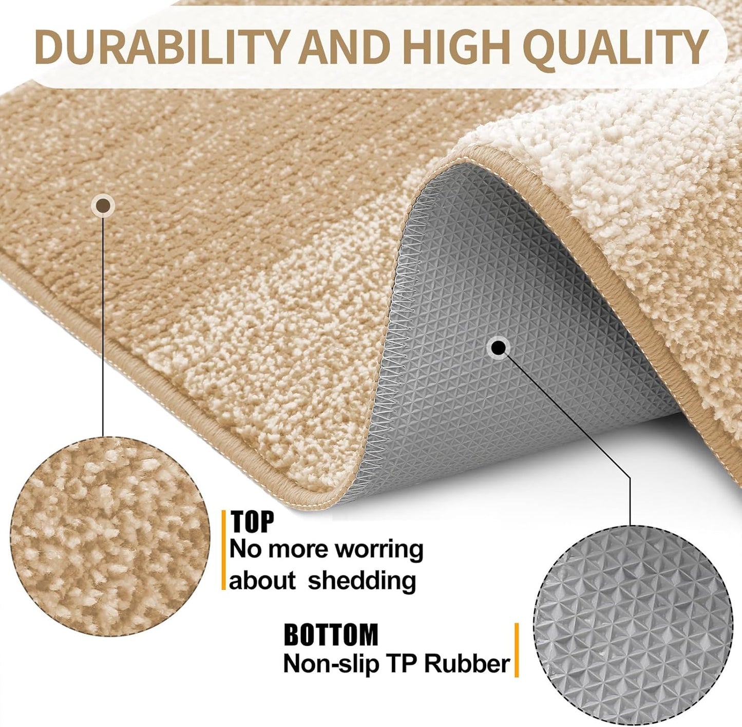 Kitinjoy Indoor Outdoor Door Mat, 40x32 Non-Slip Absorbent Dirt Trapper, Low-Profile Washable Inside Entrance Front Floor Mat, Sturdy Soft Entry Doormats for Entryway, Beige