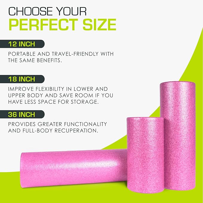 ProsourceFit High Density Foam Rollers 18 to 36 - inches Long, Firm Full Body Athletic Massage Tool for Back Stretching, Yoga, Pilates, Post Workout Muscle Recuperation