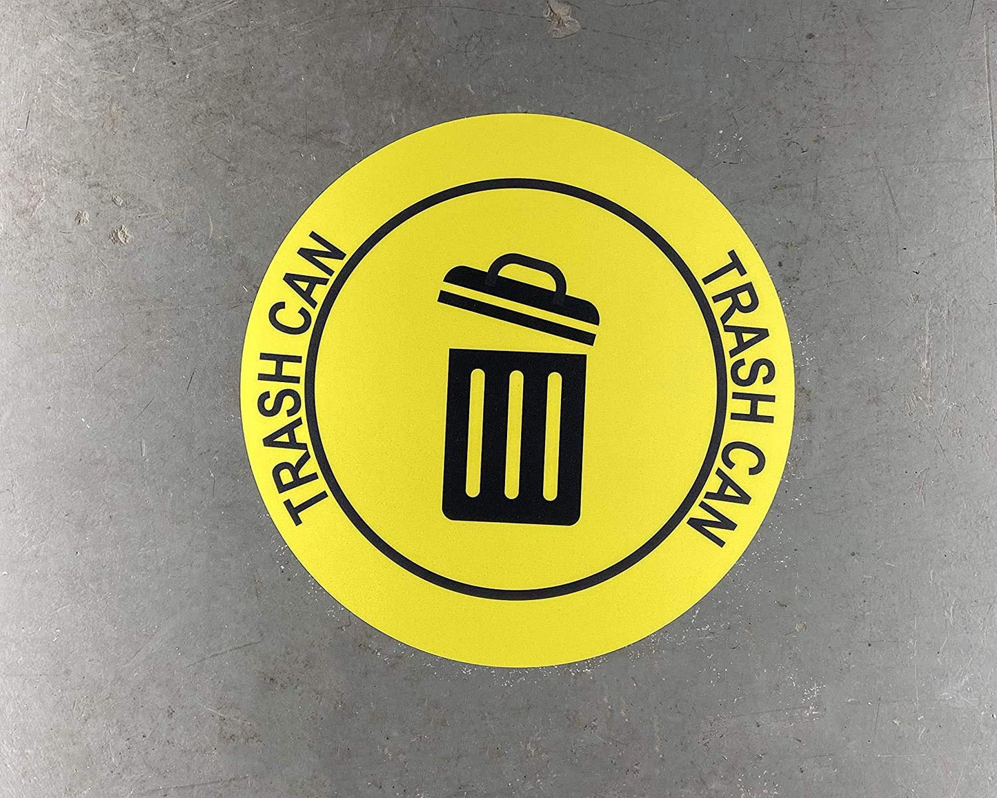 "Trash Can" Durable Laminated Vinyl Floor Sign- Sign by Graphical Warehouse- 5S Safety and Security Signage, Visual Communication Tool (16", Yellow/Black)