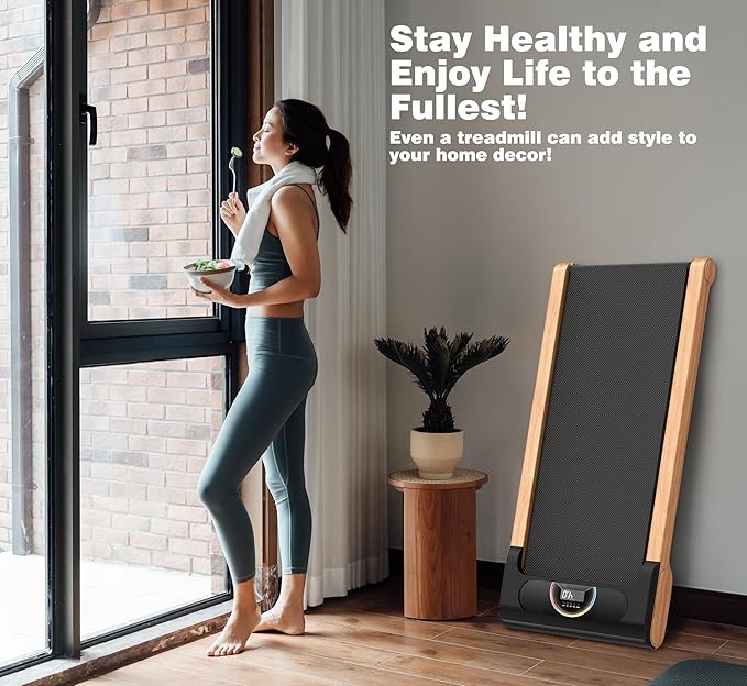 Walking Pad, High Grade Wood Under Desk Treadmill 300LBS Capacity, Max 2.5 HP Electric Treadmill for Home Office Installation-Free with Remote Control LED Display High