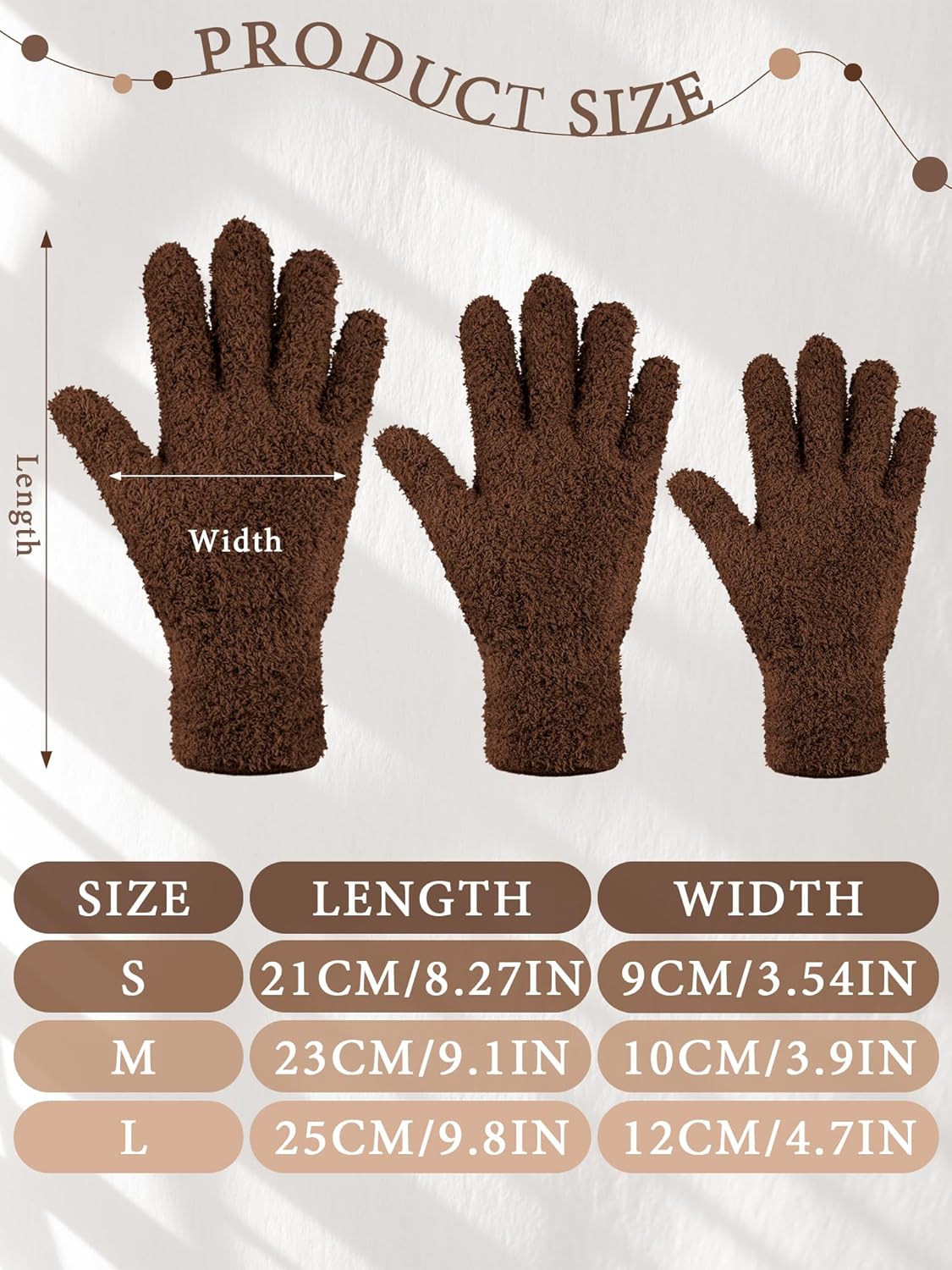 Patelai 3 Pairs Microfiber Plant Dusting Gloves Leaf Cleaning Gloves for Indoor Plants, Blinds, Furniture, House(Large,Black, Brown, Dark Brown)