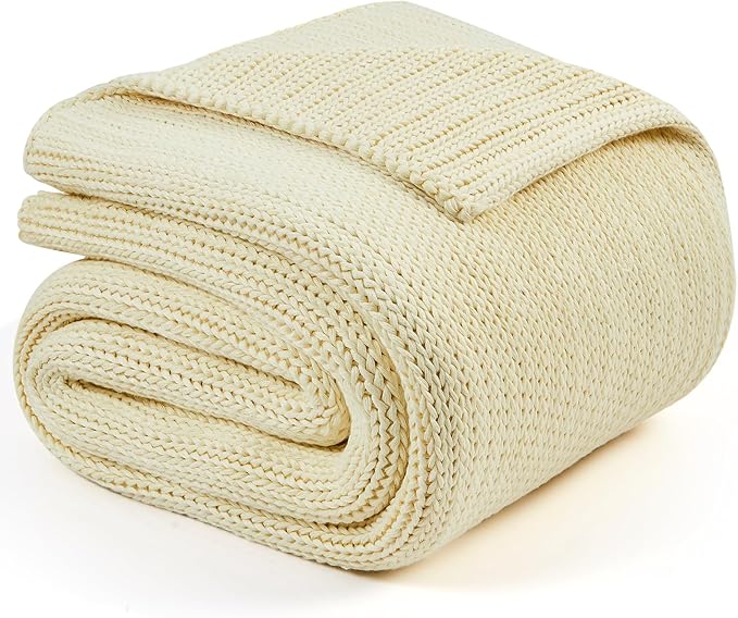 L'AGRATY Knitted Weighted Blanket - 48"x72" 12lbs Cooling Chunky Knit Heavy Blanket for Adults Braided Crochet Throw Thick Cable Yarn Knit Decorative No Beads Evenly Weighted Machine Washable