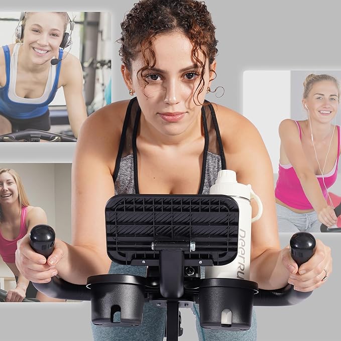 DeerRun Exercise Bike, Indoor Cycling Bike Brake Pad/Adjustable Magnetic Stationary Bike with App, Low Noise Workout Bike for Home Cardio 300lbs Weight Capacity with Pad Mount & LCD Monitor