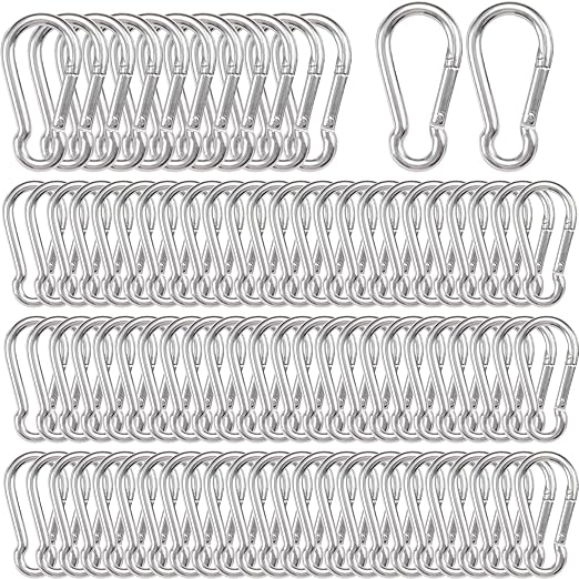 150 Pcs Carabiner Clip Spring Snap Hook, M5 2 Inch Heavy Duty Galvanized Steel Spring Snap Hook, Quick Link Keychain Clip for Keys Swing Set Camping Fishing Hiking Traveling(220 lbs Capacity)