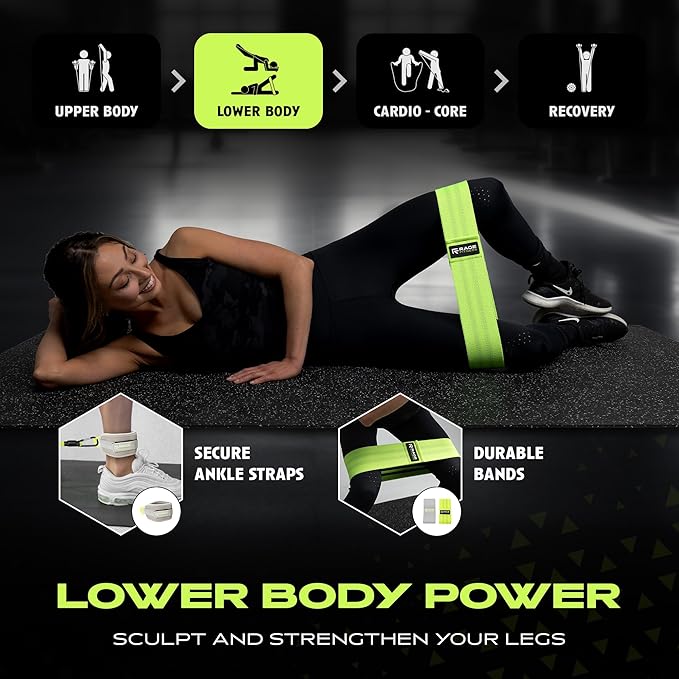 Ex Kit Home Gym Equipment with Carry Bag - 10Pcs Resistance Bands Kit with Handles, Door Anchor, Jump Rope, Booty Bands & More – Full Body Workout Bands Set for Strength, Cardio & Flexibility