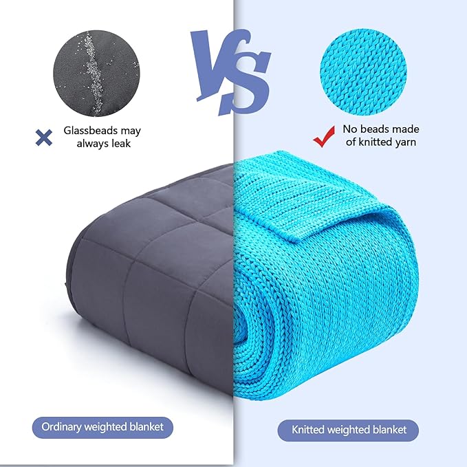 L'AGRATY Knitted Weighted Blanket - 48"x72" 15lbs Cooling Chunky Knit Heavy Blanket for Adults Braided Crochet Throw Thick Cable Yarn Knit Decorative No Beads Evenly Weighted Machine Washable
