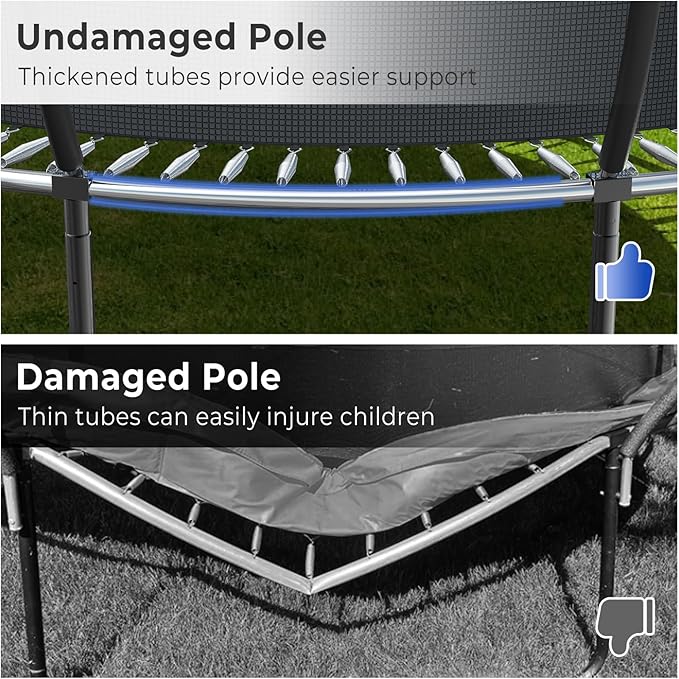 10 12 14 15 16FT Outdoor Trampolines for Kids and Adults, Pumpkin Trampoline with Curved Poles, Recreational Trampoline with Basketball Hoop and Safety Enclosure Net for Kids and Adults