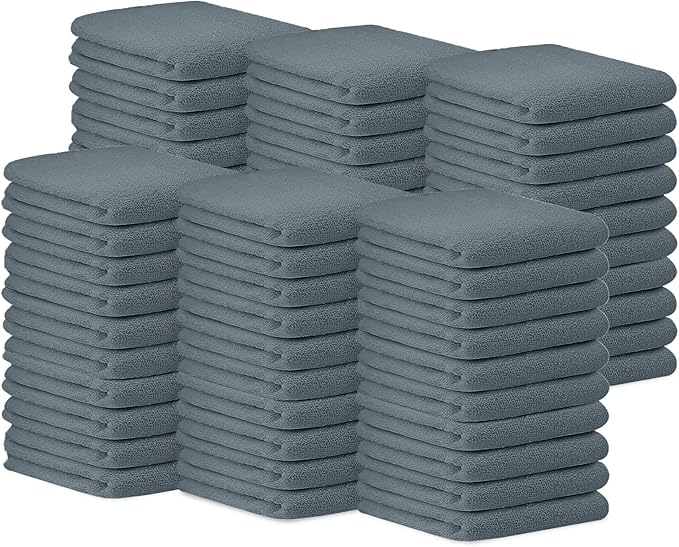 Avalon Towels Terry Bar Mop Towels (Value Pack of 60) Size 14"x17" – Absorbent and Durable, Multipurpose Cleaning Rags, Cotton Cleaning Cloths, Terry Cloth Rags, Reusable Shop Rag (Grey)