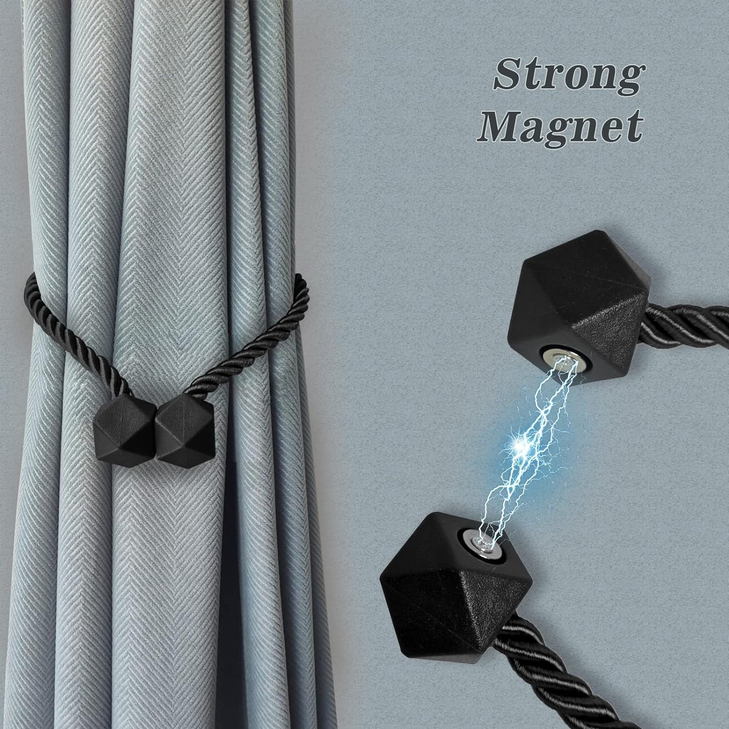 Hion Magnetic Curtain Tiebacks White 2pcs, Curtain Tiebacks Buckles Holdbacks Holders Hooks Clip for Home Bedroom Office Decorative Curtain