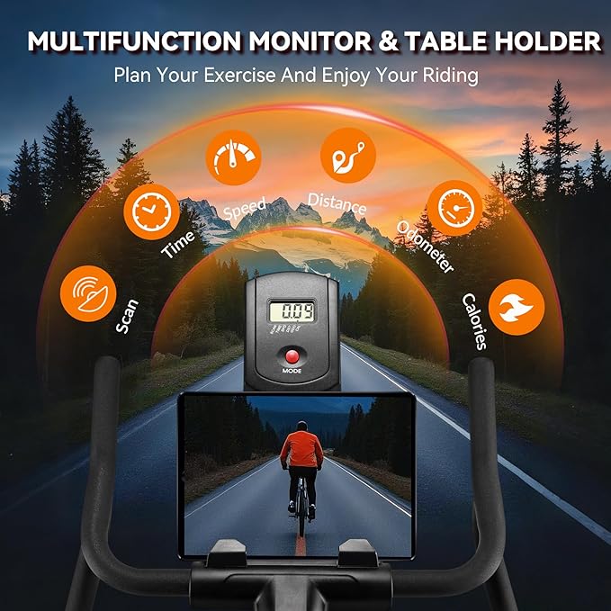 Exercise Bike, Wenoker Stationary Bike for Home, App Supported Indoor Bike with Silent Belt Drive, Heavy Flywheel, Multi-grips Handlebar and Upgraded Digital Display