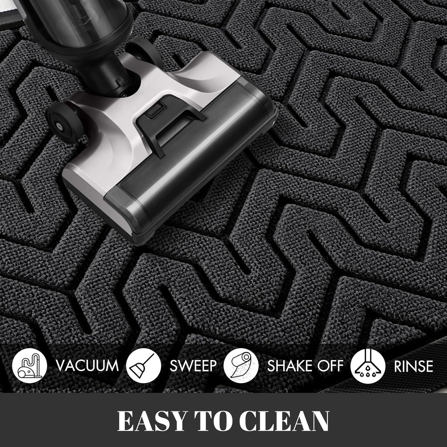 Yimobra 72x24 Indoor Outdoor Runner Rug, Heavy-Duty Waterproof Entrance Mat for High Traffic Areas, Commercial Grade Welcome Door Mat, Easy Clean, Black