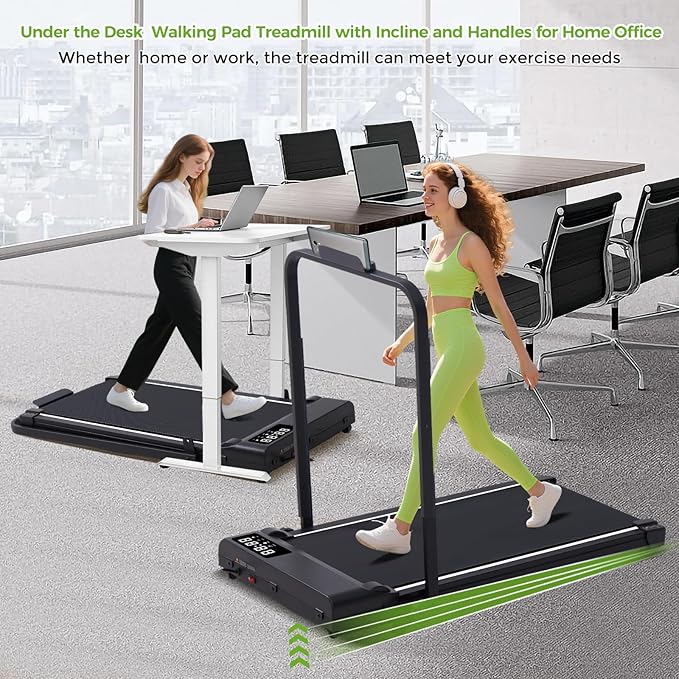 Walking Pad with Incline and Handle Bar, 3.0HP Portable Electric Compact Walking Pads Treadmills with Handles for Home Small Spaces, Small Treadmill with Incline, 320 lbs Capacity, 0.6-6.2MPH