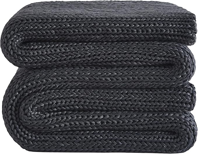L'AGRATY Knitted Weighted Blanket - 50"x60" 10lbs Cooling Chunky Knit Heavy Blanket for Adults Braided Crochet Throw Thick Cable Yarn Knit Decorative No Beads Evenly Weighted Machine Washable