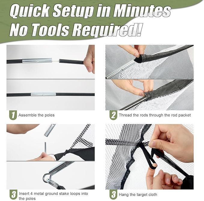 10x7FT Golf Practice Net for Backyard Indoor Outdoor Training, Golf Hitting Net with 3-Color Turf Mat, 5 Golf Balls and Tee, Perfect for Driving, Chipping and Swing Practice