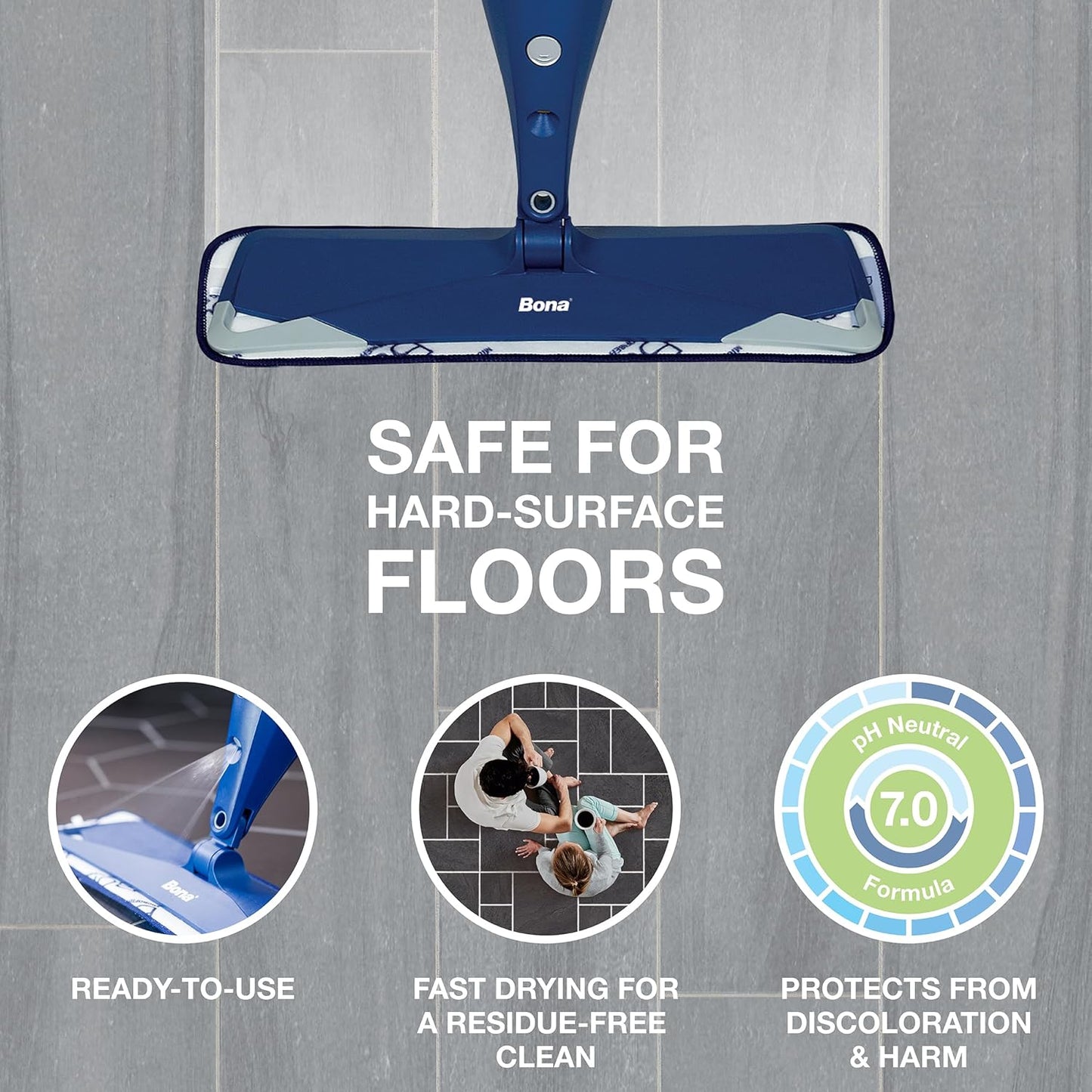 Bona Multi-Surface Floor Cleaner Refill - 128 fl oz - Unscented - Refill for Bona Spray Mops and Spray Bottles - Residue-Free Floor Cleaning Solution for Stone, Tile, Laminate, and Vinyl Floors