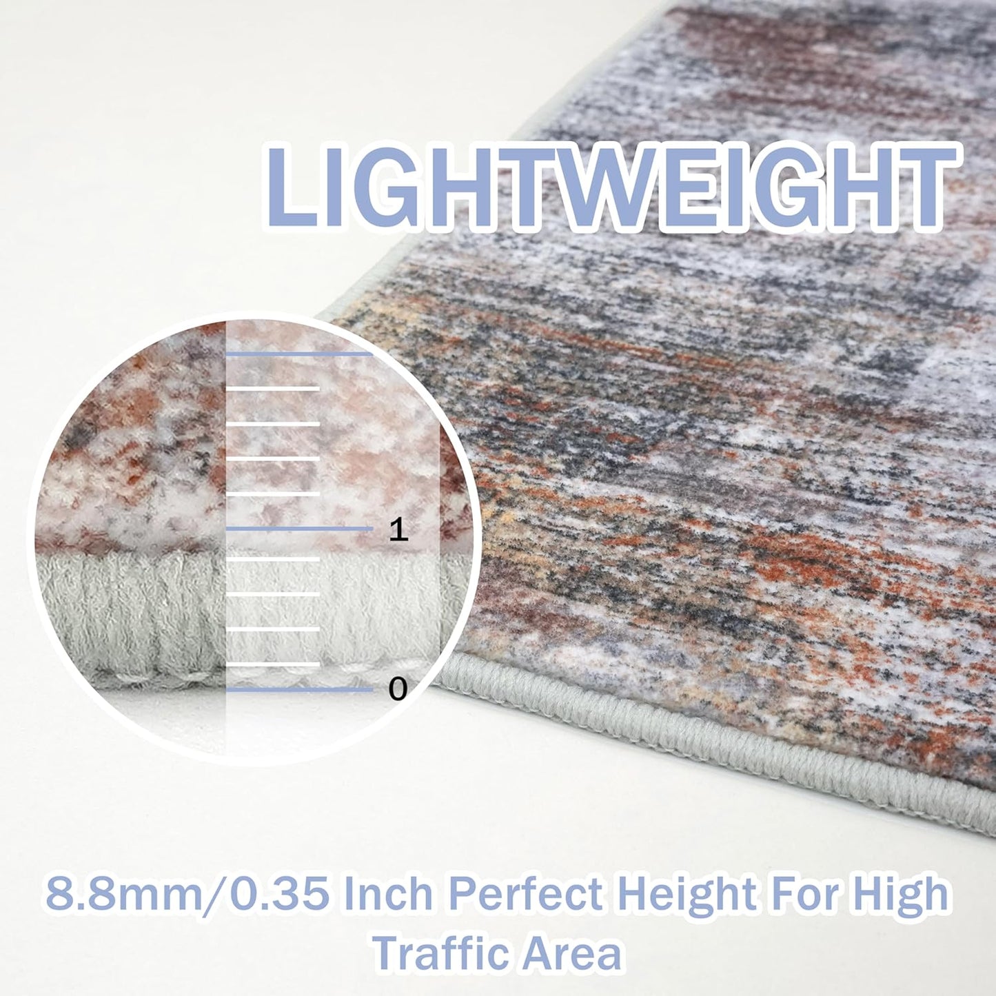 IOHOUZE Abstract Runner Rug 3x12 Ft Washable Runners for Hallways, Non Slip Kitchen Runner Printed Faux Wool Entryway Runner Indoor, Modern Abstract Floor Carpet for Hall Kitchen, Orange Grey